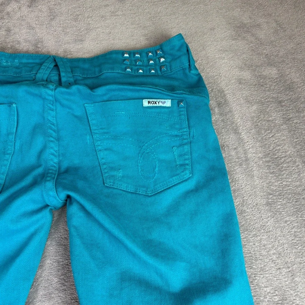 Roxy Women's 9 32x28 Super Skinny Jeans Teal Blue Distressed Retro Grunge Street